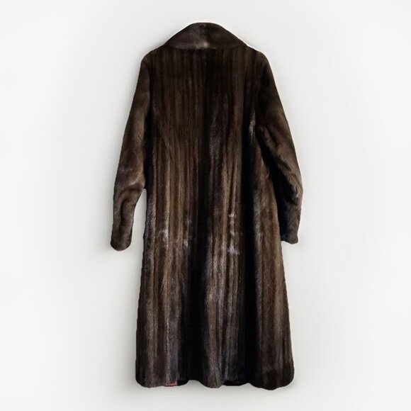 Bryan Mawr Full Length Mink Coat Brown Orange Silk Lining In Excellent Condition - Picture 5 of 9